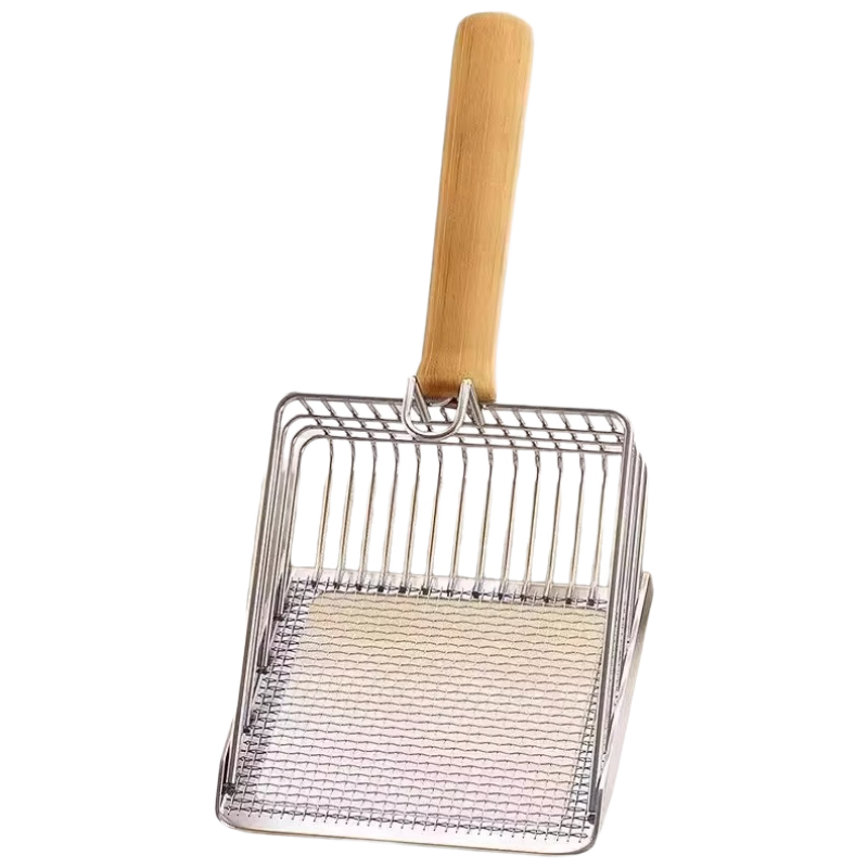 Home Maid Cat Litter Scoop, Two-In Metal Stainless Steel Fine-Hole Cat Poop Shovel, Mineral Sand Tofu Sand Mesh Scoop, Large Shovel Feces Removal Tool