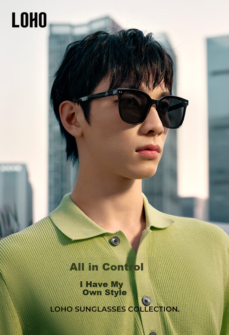 LOHO Folding Sunglasses for Men, Polarized Sunglasses, Ultra-Light, for Driving And Cycling, Protective Eyewear, Square Frame Glasses, UV Protection, Anti-Glare, Gift 1