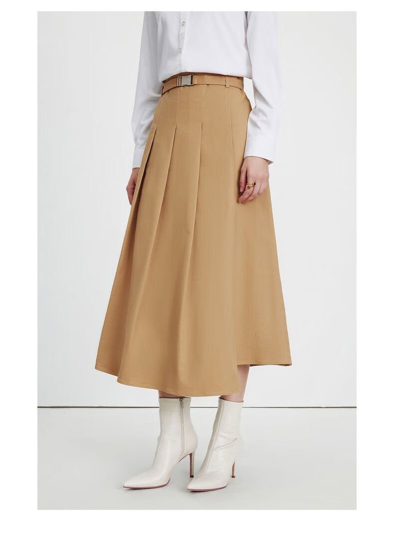 Navikail Italian Small Sailboat Women's 2025 New Belted A-Line Midi Skirt Commuter 2332875507 25