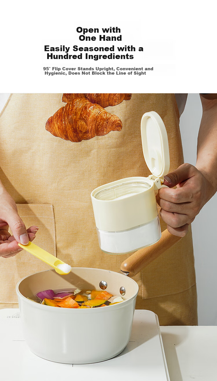 LOCK&LOCK Magnetic Spoon Seasoning Jar, Kitchen Spice Bottle, Condiment Container, Salt Shaker, Sealed Moisture-Proof, 350ML, Beige 5