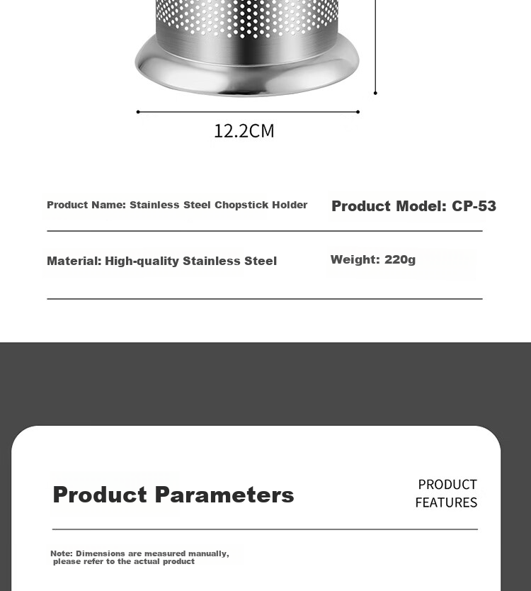 BJ Stainless Steel Chopstick Holder, Chopstick Storage Rack, Chopstick Cage, Tableware Tube, Chopstick Stand, Draining Rack, Single Tube 8