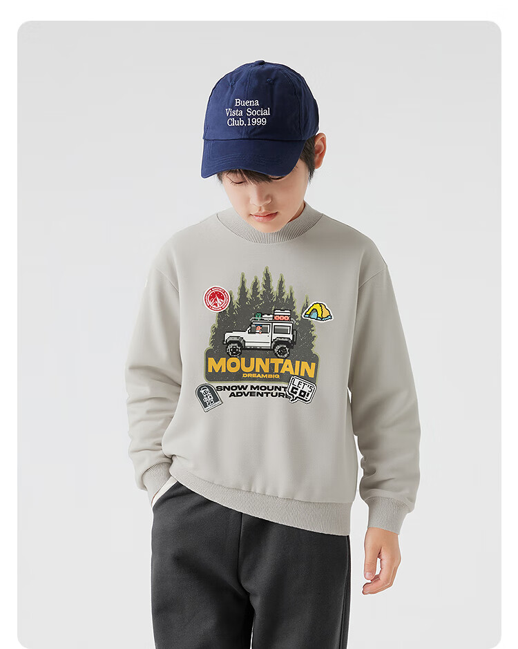 BALABALA Children's Clothing Boys' Sweatshirt Winter Wear for Older Kids Casual Mid-Length Collar Top Warm Fashionable Versatile Trendy 5