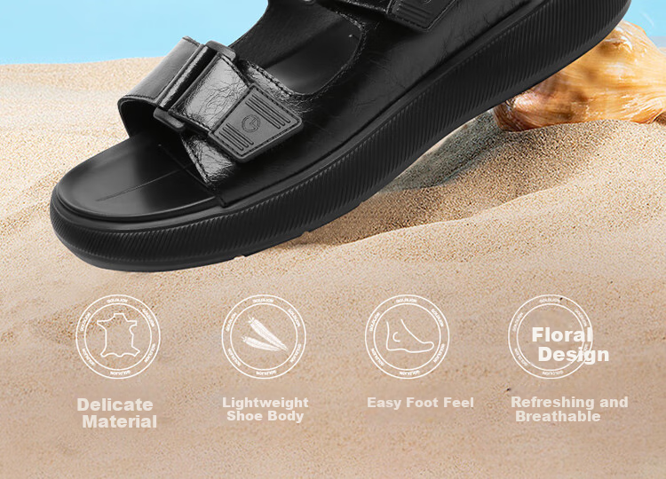 Goldlion Sandals for Men, Fashionable And Stylish Casual Shoes, Summer Outdoor Beach Shoes G542420029AAF Black Size 38 2