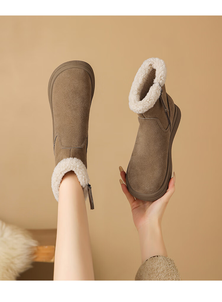 ZHR Women's Snow Boots Thick Sole Warm Casual Short Boots Comfortable Fashion EH209B Camel Size 37 14