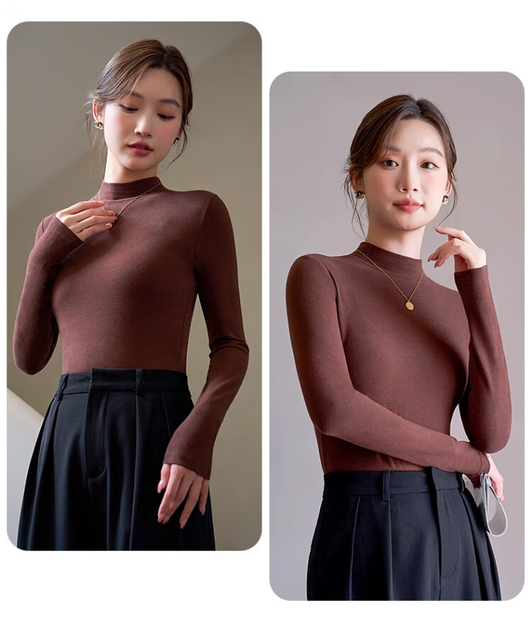 LangSha Half Turtleneck Base Shirt Camellia Oil 10A Antibacterial Autumn Winter Bird's Nest Protein Wearable Base Layer Long Sleeve Mask Shirt 5