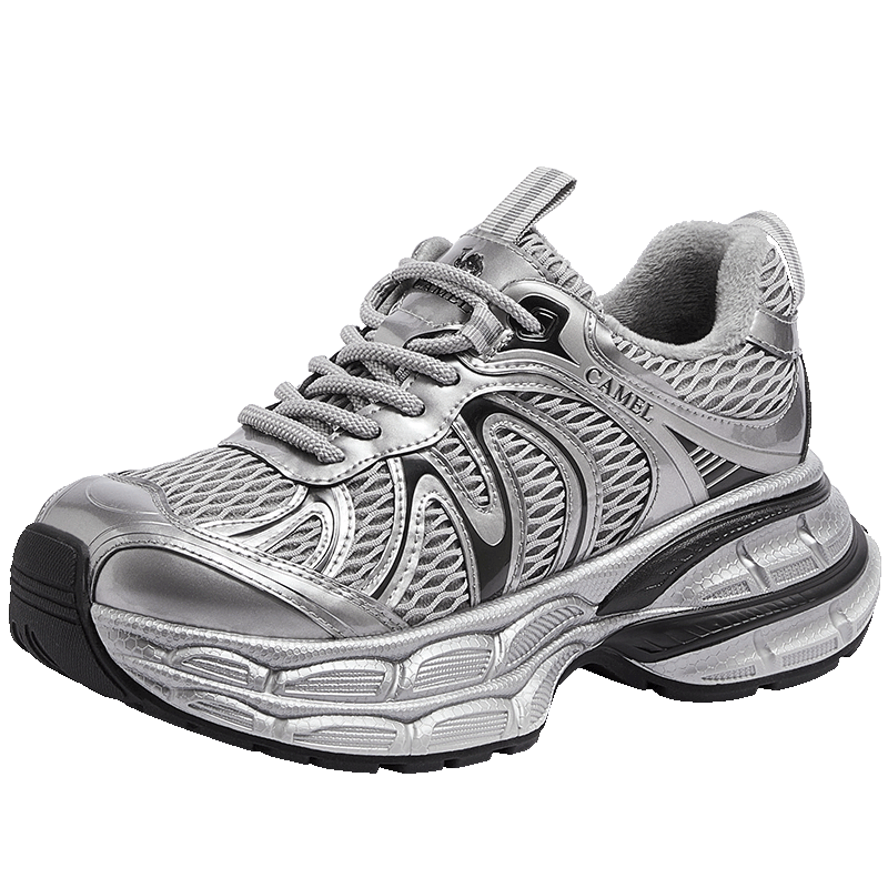 CAMEL Silver Moon 2nd Generation Dad Shoes L25A283148R Gray/Silver/Black (Fleece Lined) Size 38 - Dilireba Edition