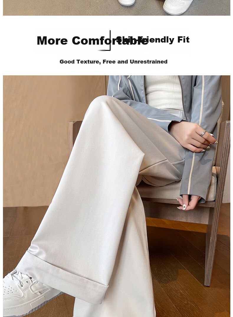 LangSha American-Style Wide-Leg Pants for Women, 2026 Spring/summer, High-Waisted Slimming Trousers, Suit Pants Style, Casual Pants for Wome 6
