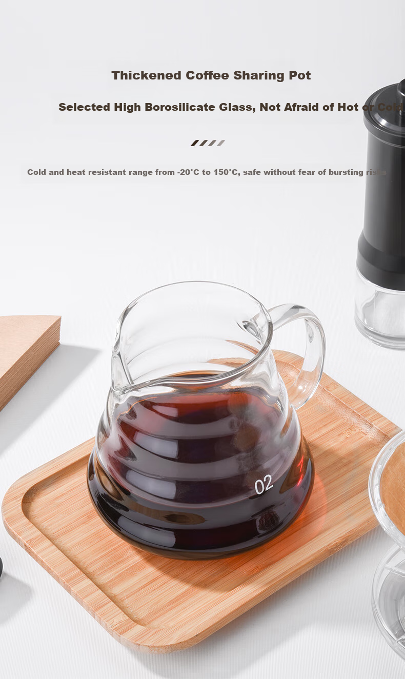 CLITON Pour-Over Coffee Maker Set: Drip Coffee Pot, Glass Sharing Pot, Stainless Steel Pour-Over Kettle, Filter Paper, And Filter Cup 9