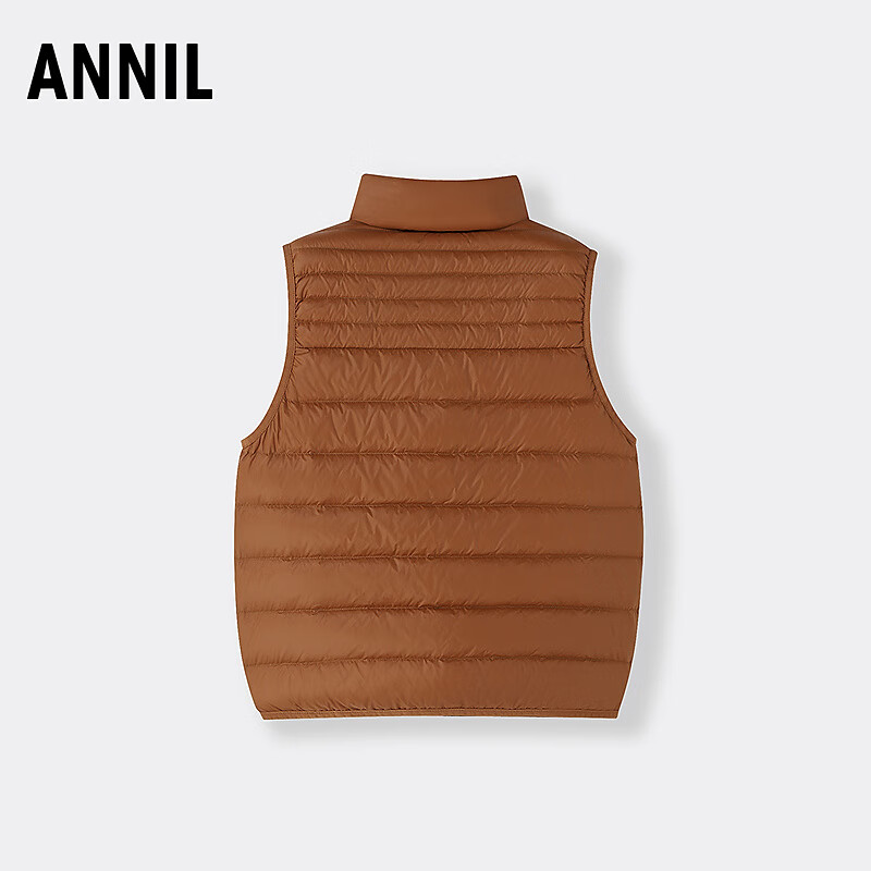 Annil Kids Unisex Short Down Vest 2025 Winter New Brown Yellow 140cm