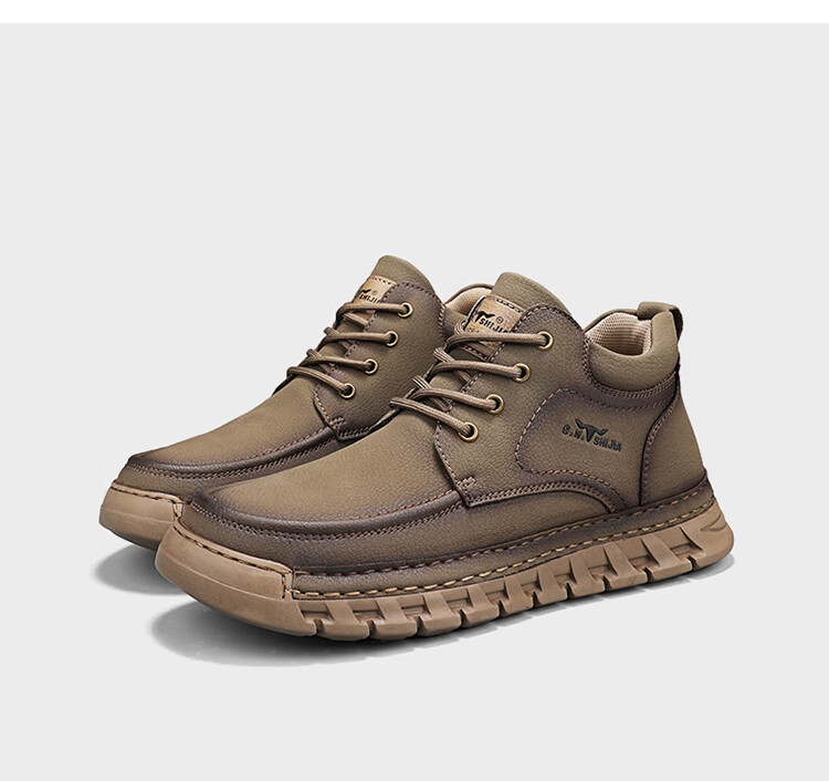 Bull Family Big Head Martin Boots Men Autumn Winter New British Retro Mallard Work Boots Outdoor High Top Sneakers Men 17