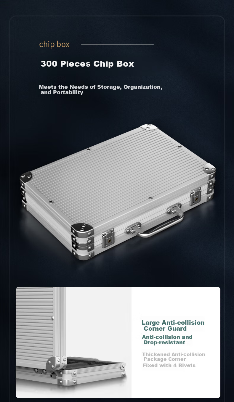 Wangjing Poker 300 Clay Poker Chips, Texas Hold'em Poker Chip Set, Mahjong Chips for Card Room Use, Aluminum Box 3