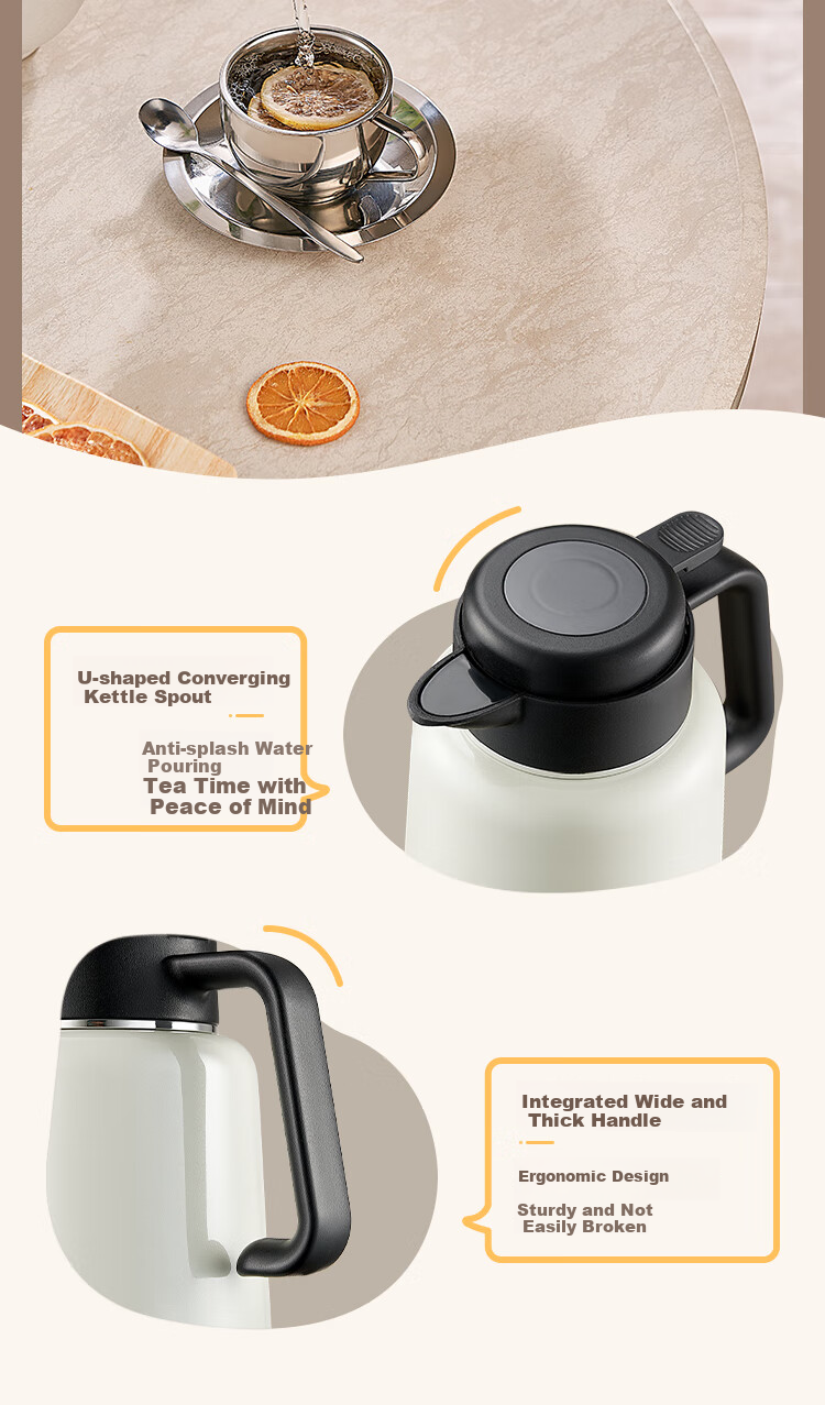 ASD Insulated Bottle, Large Capacity for Home Use, 316L Stainless Steel Inner Liner, Vacuum Thermal Water Kettle, Thermos Flask, 1.8 Liter, Xingyun White 8