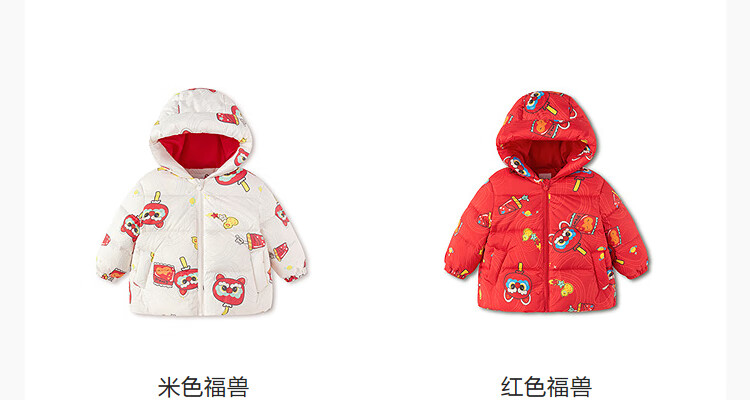 BALABALA Kids Down Jacket Boys Girls 2025 New Spring Festival Red Chinese Style Thickened Baby Coat 13