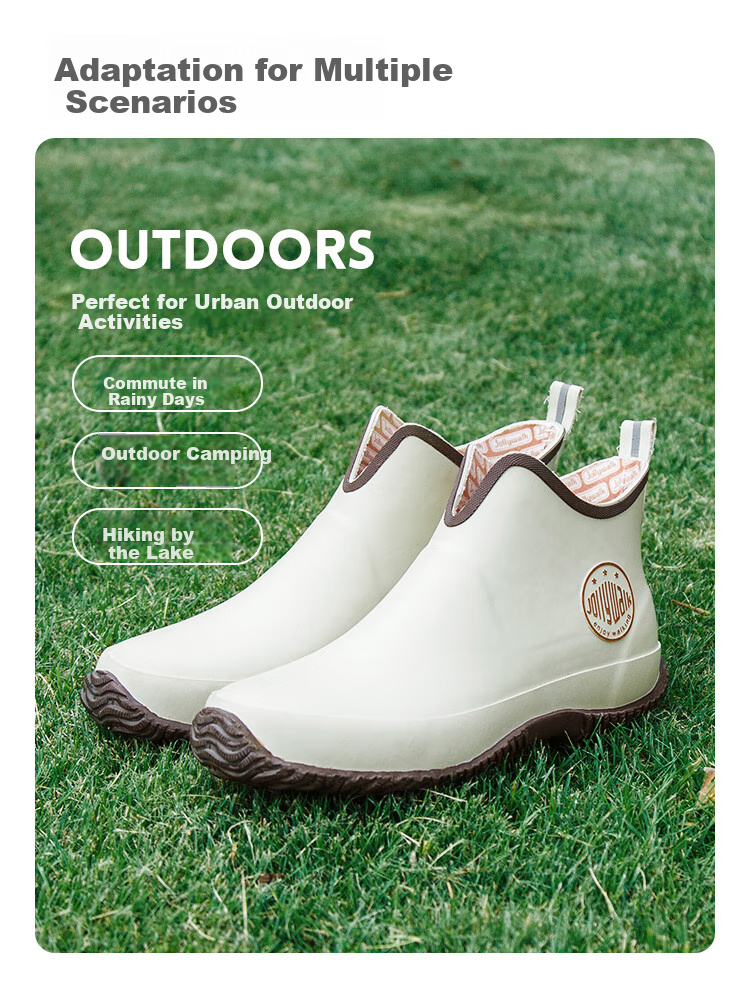 Jolly Walk New Women's Rain Boots, Low-Cut Fashion Waterproof Rain Shoes, Short Rubber Overshoes JW228-1 Orange 35 4