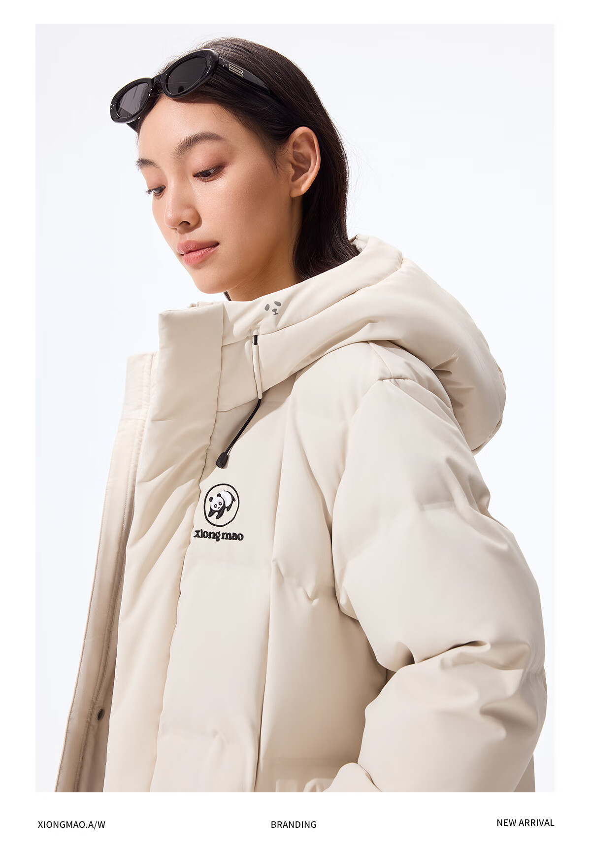 Panda Zhang Yuxi Outdoor Seamless Down Jacket Unisex Long Over-the-Knee Water-Repellent Warm Coat Autumn Winter New 19