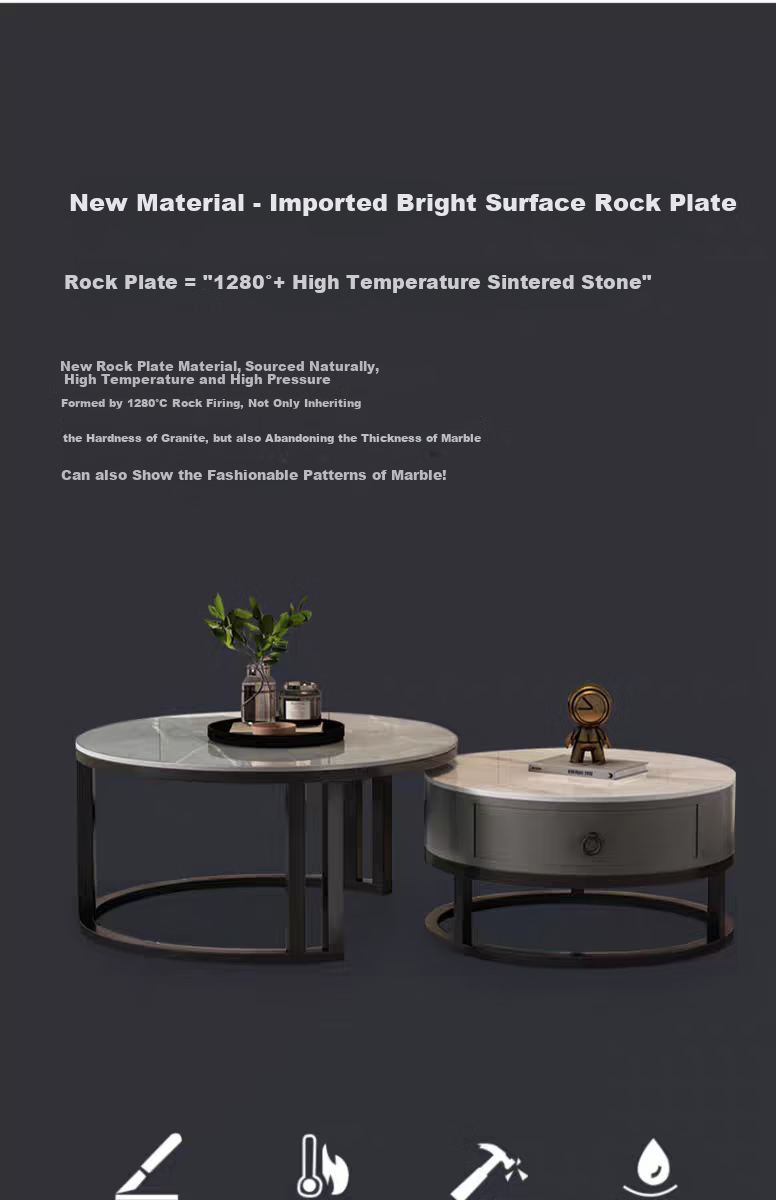Gupujia Rock Slab Coffee Table, Living Room Modern Minimalist Light Luxury Small Apartment Reception Tea Table, Sofa Glass Side Table, Balcony Small Corner Table 6