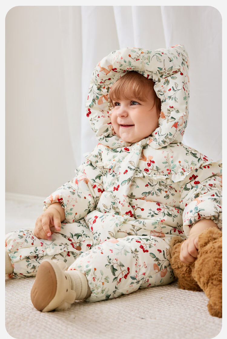 Minibala Girls' Three-Proof Down Jumpsuit Baby Infant Goose Down Romper 2025 Winter 6