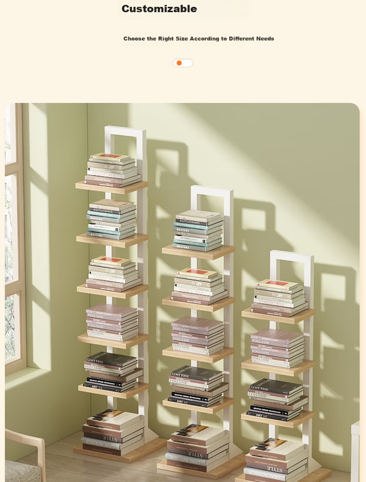 Anerya Invisible Bookshelf, Floor-Standing Wall-Mounted Living Room Corner Shelf, Narrow Gap Storage Rack for Small Books, 6 Tiers 13