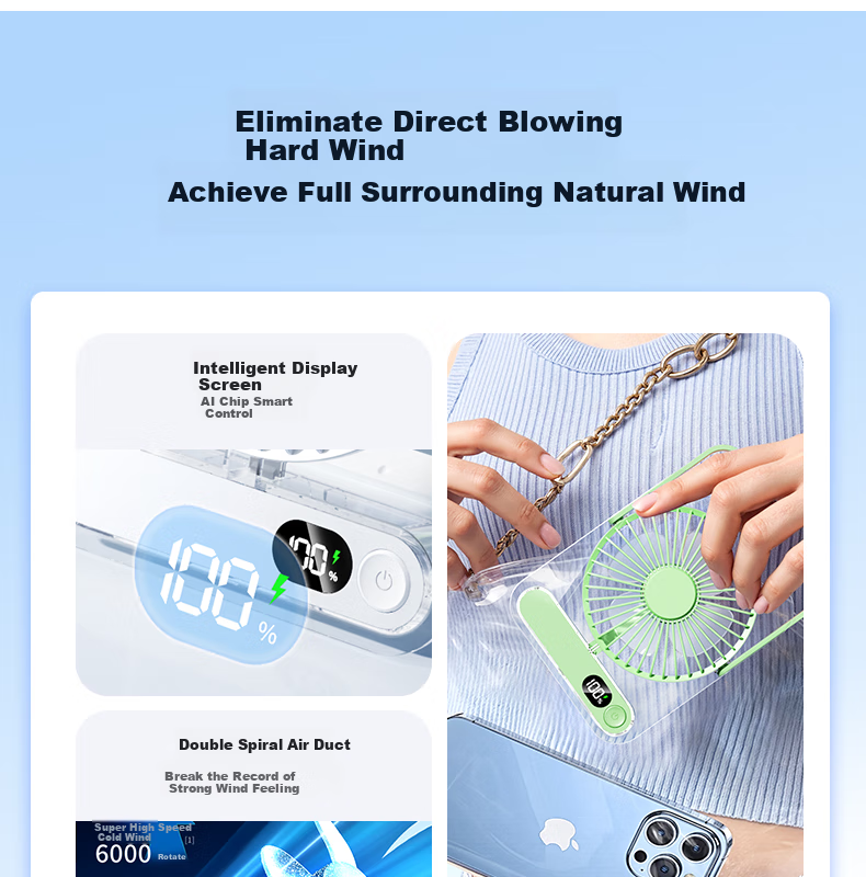 KPD KEEP PURSUING DREAMS Desktop Fan, 6-Inch USB Mini Fan, Cool And Refreshing Electric Fan, Student Dormitory Office Portable Electric Fan, Z501/H8 Transparent White 4