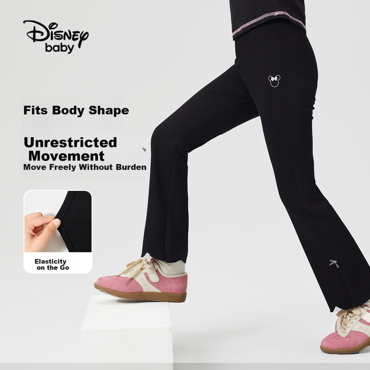 Детские леггинсы Disney Baby для девочек, весенние универсальные повседневные брюки для старших детей, черные, размер 110