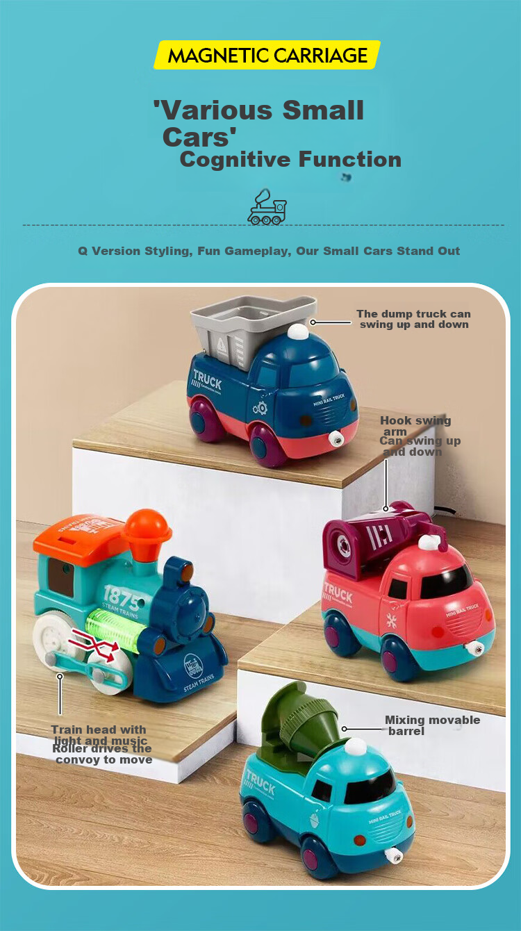 Martin Brother Track Train Toy, Children's Electric Magnetic Car, Construction Vehicle Toy for Boys And Girls 7