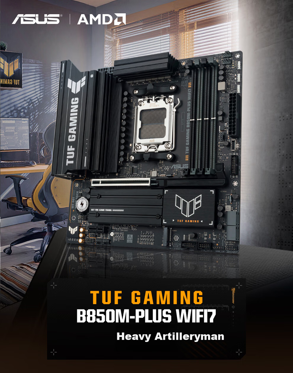 ASUS TUF GAMING B850M-PLUS WIFI7 Motherboard for CPU 7800X3D/9800X3D/9600X (AMD B850/socket AM5) 1