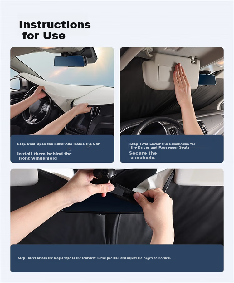 Baseus Car Sunshade, Front Windshield Sun Visor, Interior Heat Insulation Sunshade, Double-Layer Heat Insulation Cover 14