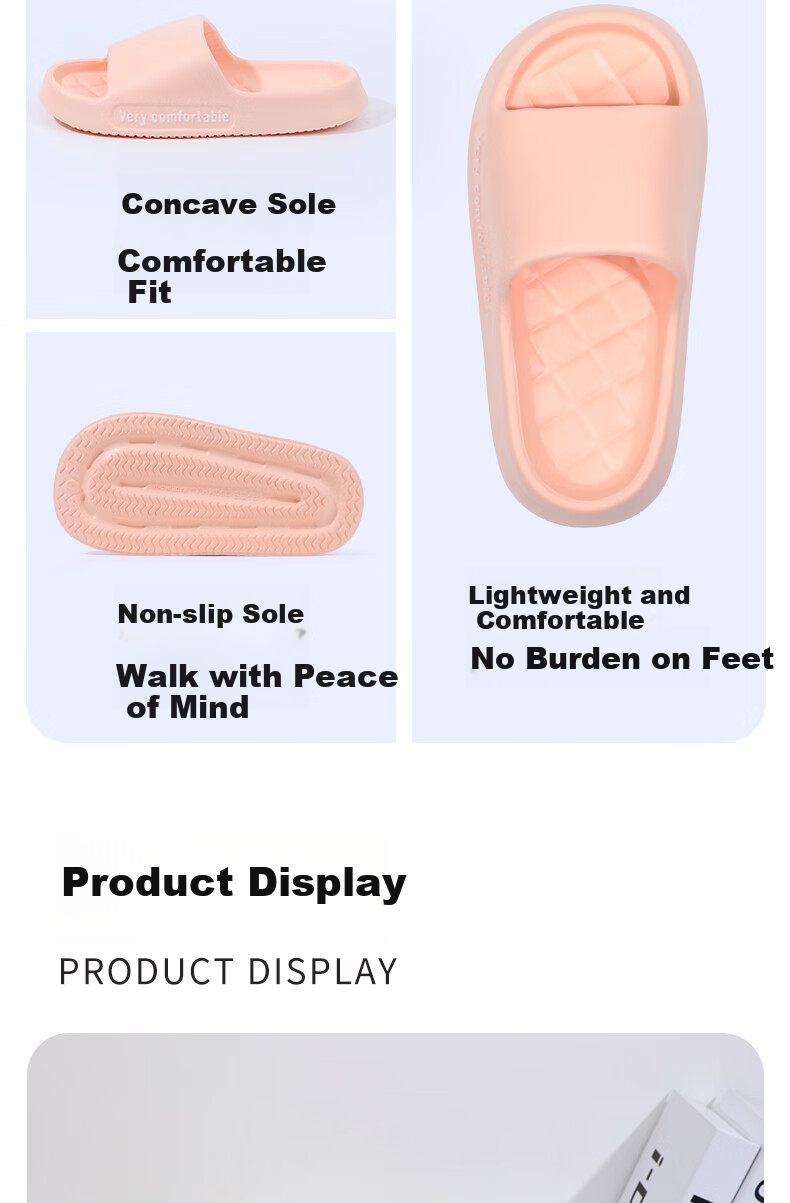 Grace EVA Breathable Slippers, Soft Sole Comfortable All-Season Outdoor Indoor Home Couple Sandals for Men And Women, Pink, Size 40-41 8