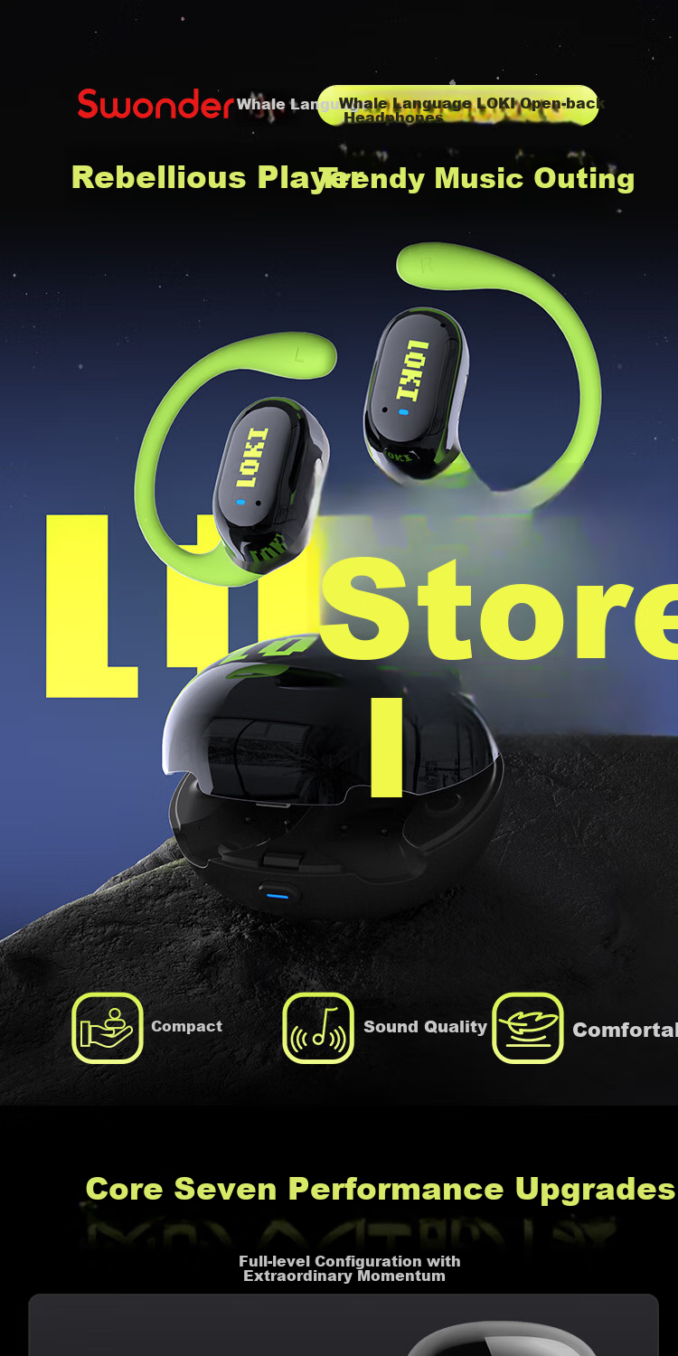 DIBALENE LOKI Open-Ear Bluetooth Headphones, Over-Ear Style, Not In-Ear, Suitable for Teenagers And Children, Sports Running Calls Noise Reduction Wireless Earphones, Compatible with Huawei Xiaomi And Nuanri Mi 5