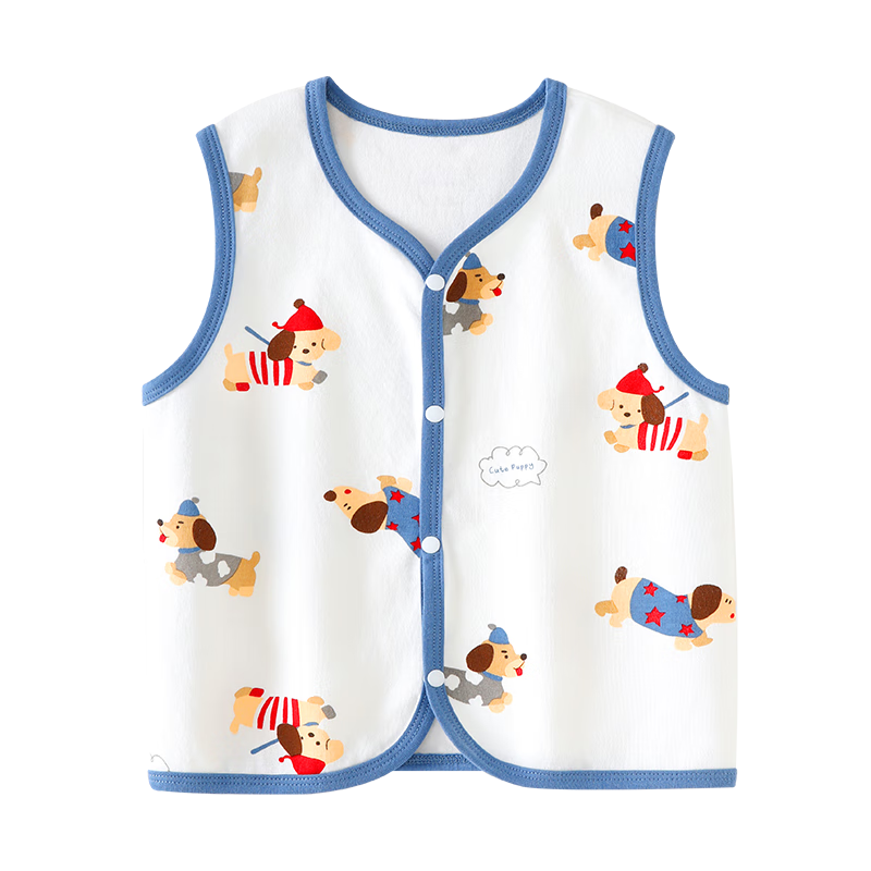 Badibadi Pure Cotton Infant And Toddler Vest, Spring And Autumn Wearable Inner Layer, Warm Fashion Versatile, Dog Park, Size 90