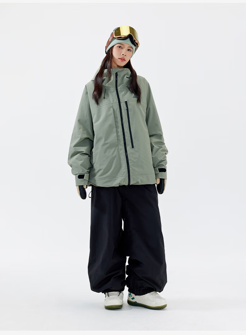 NANEN Women's 3L Fully Taped Waterproof Loose Fit Professional Thickened Snowboard Pants, Black, M 27