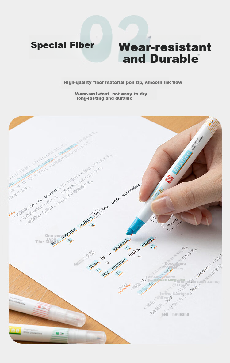SAKURA Multifunctional Dual-Head Highlighter, 6 Colors, Planner Pen, Exam Review Marker, 3-Piece Set, Colorful 7