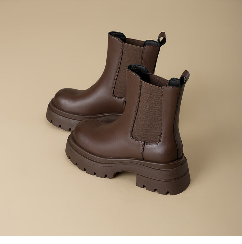 St&Sat Platform Martin Boots Women 2025 New Autumn Winter Genuine Leather Knight Short Boots British Black Chelsea Boots 12