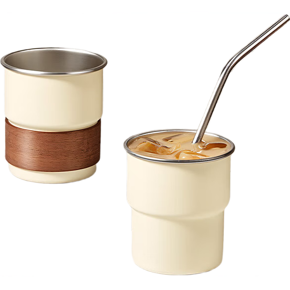 CLITON 304 Stainless Steel Coffee Cup Vintage Portable Outdoor Travel Mini Juice Cup Cold Drink Cup Tea Cup