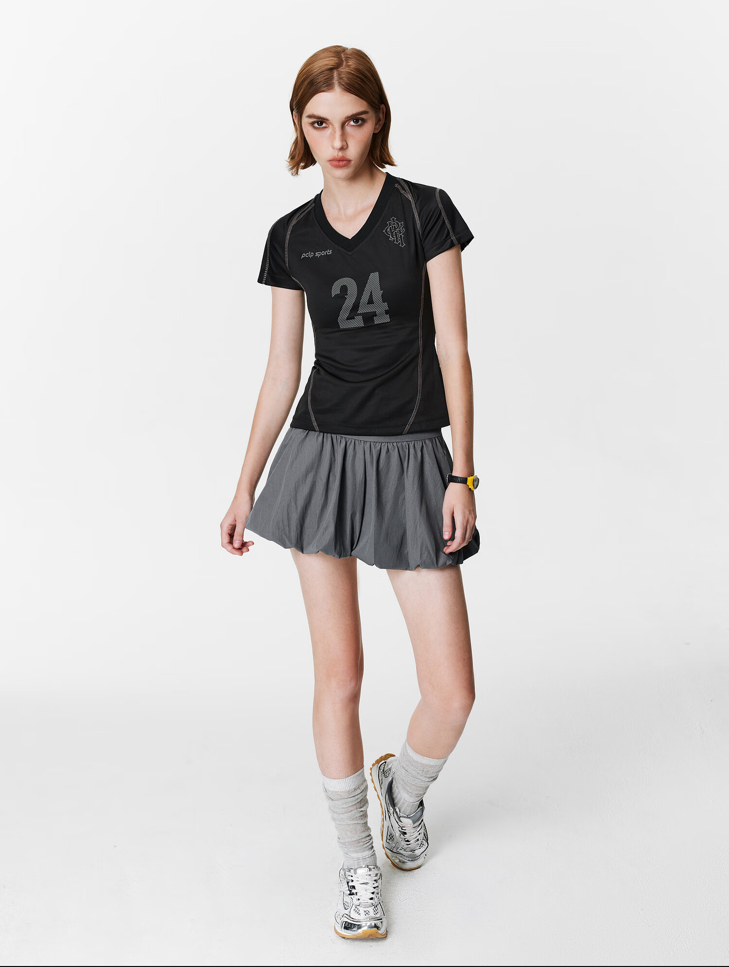 PCLP V-Neck Digital Football Short Sleeve Summer Slim Fit American Sports T-Shirt for Women Blue S 15