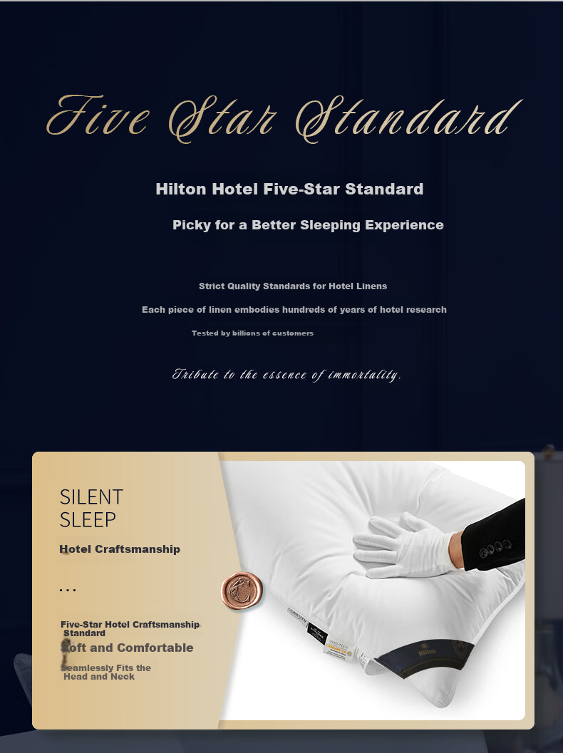 Canasin Pillow, Hilton Five-Star Hotel Down Pillow Class A 95% White Goose down Pillow, Single Piece 74*48cm 4
