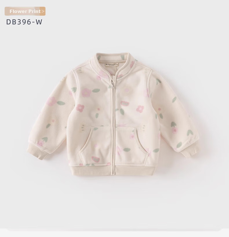 DAVE & BELLA [Hug Coat] Girls' Fleece Jacket, Spring And Autumn Children's Outerwear, Toddler Baby Fleece Clothing 6
