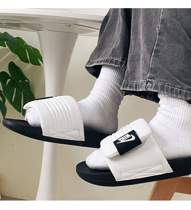 NIKE OFFCOURT ADJUST Men's Slide Sandals, Outdoor Wear, DQ9624-100 White And Black, Size 44 2