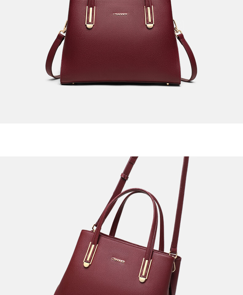 C.BANNER Leather Handbag for Women, Large Capacity Crossbody Bag, Tote Bag, Shoulder Bag, Light Luxury Brand Birthday Gift for Girlfriend on May 20 3
