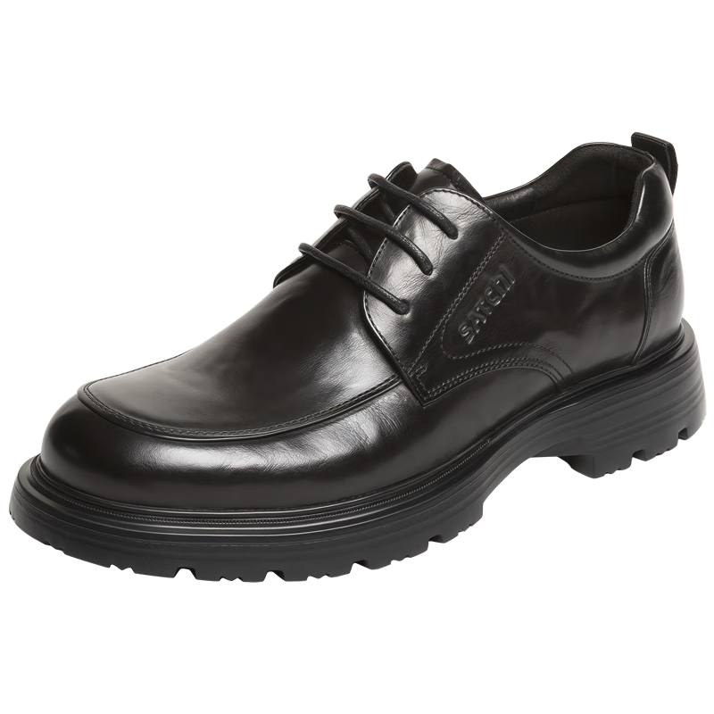 SATCHI Men's Casual Business Dress Shoes Thick Sole Derby Shoes Wedding Office Shoes 522562221Z Black Size 39
