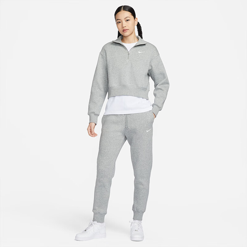 NIKE Women's Sportswear, Knitted Lapel, Classic Versatile, Zip-Up Pullover DQ5768-063 Silver, Size L 3