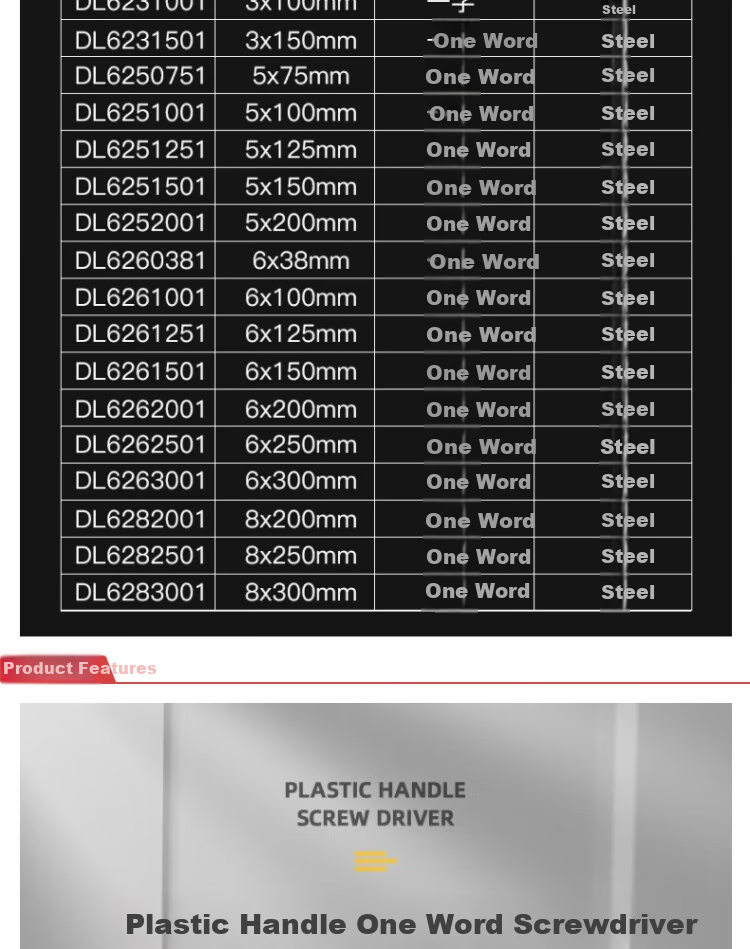 DELIGONGJU Deli Plastic Handle Flat Screwdriver 6x150mm DL6261501 (Random Delivery of New And Old Products) 2