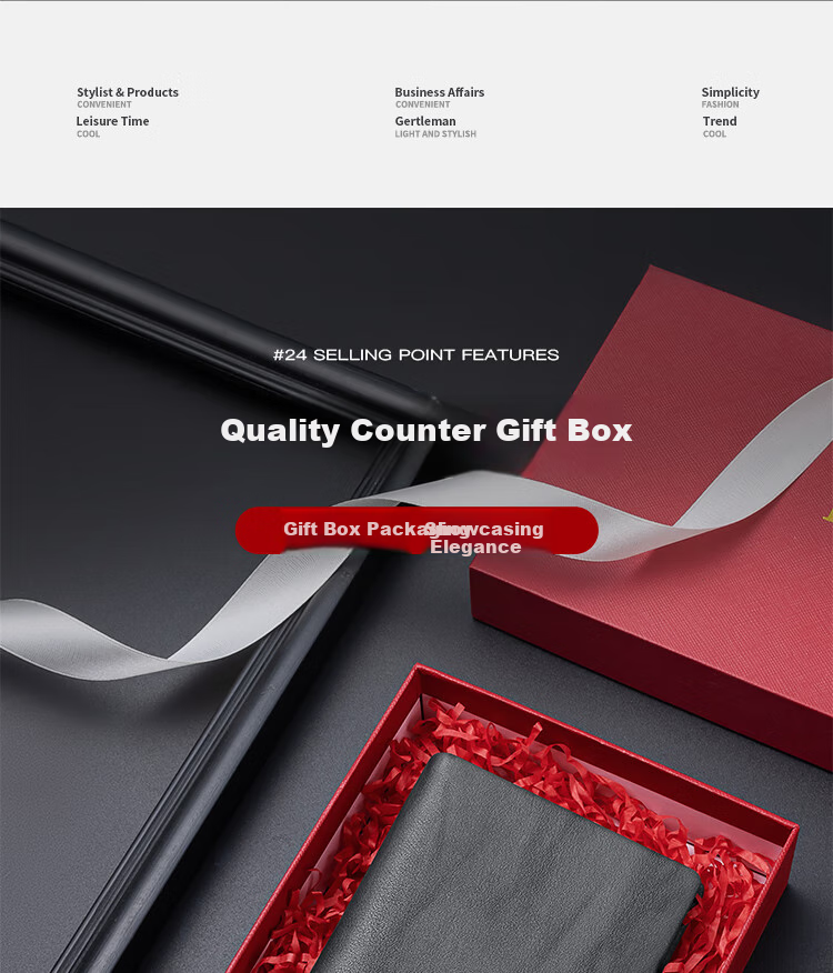 POLO Wallet for Men, Top-Grain Leather Business Card Holder, Simple Coin Purse, Long Wallet with Gift Box, Birthday Present 3