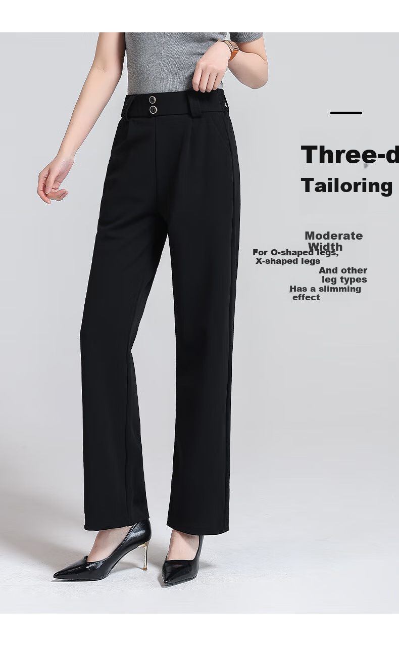 Meishi Women's Casual Pants, Spring/summer 2026, Slim Fit, High-Waisted, Slimming, Suitable for Commuting And Versatile, Loose Straight-Leg Trousers, 2875 Black, Size L 3