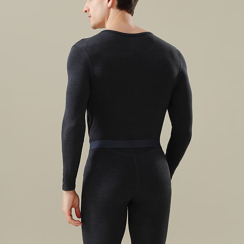 LangSha Men's Thermal Underwear Autumn Winter Acrylic Comfortable Warm Seamless Breathable Antibacterial Mite-Resistant Autumn Top and Bottom Set