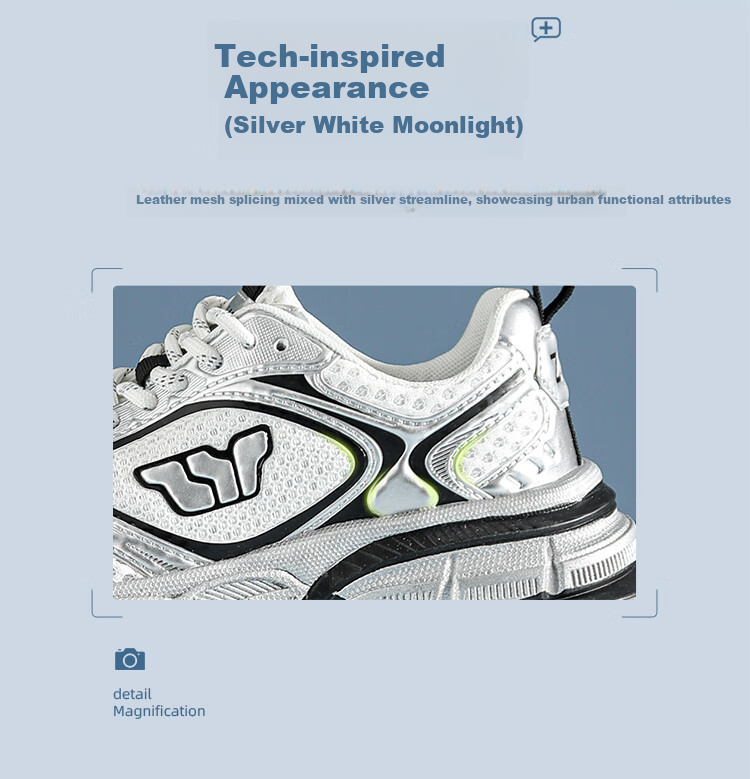 ZHR Celebrity-Style Chunky Dad Sneakers for Women, Lightweight Height-Increasing Women's Shoes, Sports Casual Shoes for Couples AS16 Silver Size 43 12