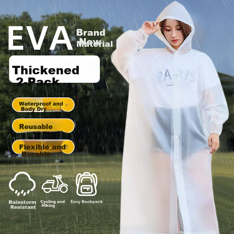ToMill Reusable Raincoat, Thickened Adult Portable Rain Poncho for Outdoor Cycling, Hiking, Trekking, Long Style with Hood