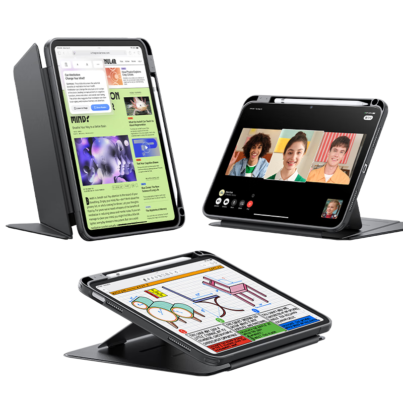 ESR iPad Pro 13-inch 2024/2025 M5/M4 Slot Protective Case Multi-Angle Full Coverage Shockproof Black Tablet Cover