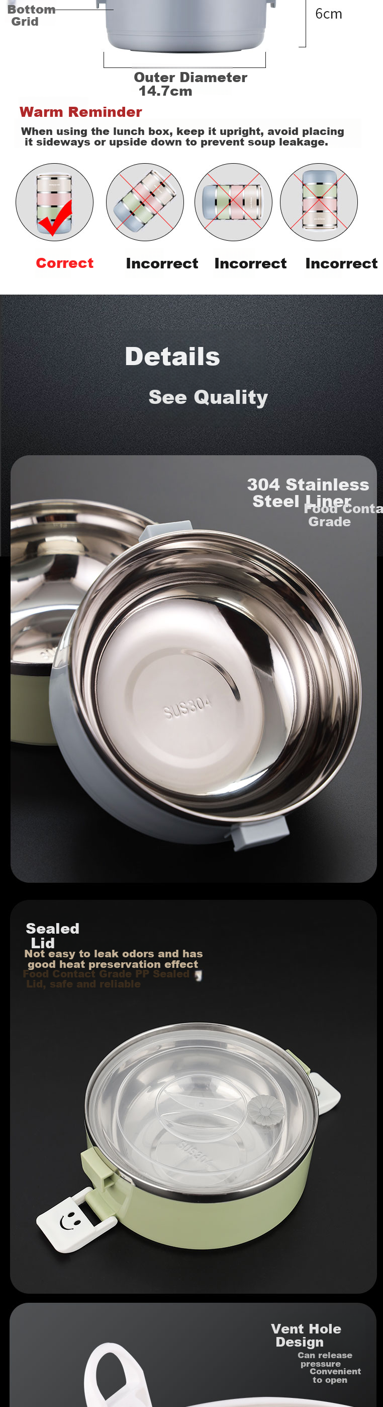 Jinyaoshi 304 Stainless Steel, Four-Layer Insulated Lunch Box, Multi-Layer Combinable Macaron Bento Box, GK-2800BD 3
