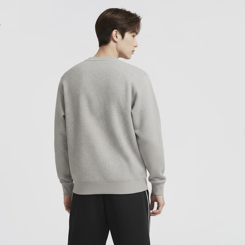 NIKE Men's Pullover Sweatshirt, Round Neck Knit, Fashionable Warm Fleece-Lined Casual Sports Hoodie FN3887-063 Gray L